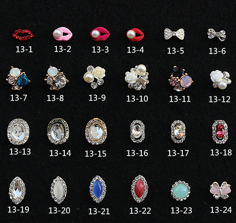 Medecor metal alloy decorations 13) zircon red lip lips oval gemstone butterfly knot phototherapy nail water drill