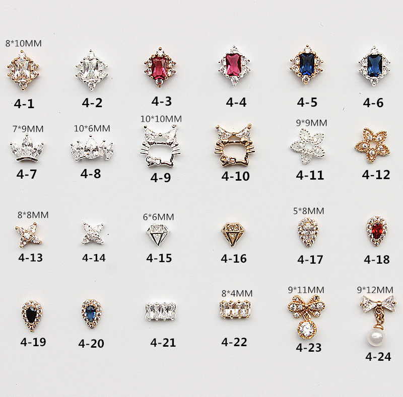 Mechia Metal Alloy Ornament 4 Days Ensemble Large Drilling Zircon Stone Delicate Butterfly Knot Pendant Drop Diamond Phototherapy Nail