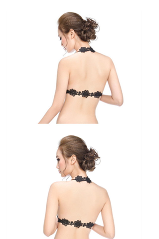 Mới vẻ đẹp gợi cảm sau cổ treo trước áo ngực nhỏ ngực dày tập hợp đồ lót không có dấu vết với áo ngực hoa áo ngực ko dây