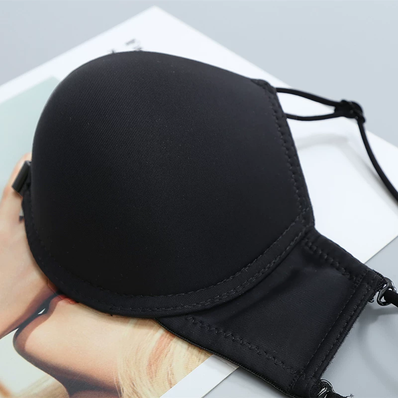 Black underwear, straps, supporting thin bra, beautiful back, backless, increased thickness