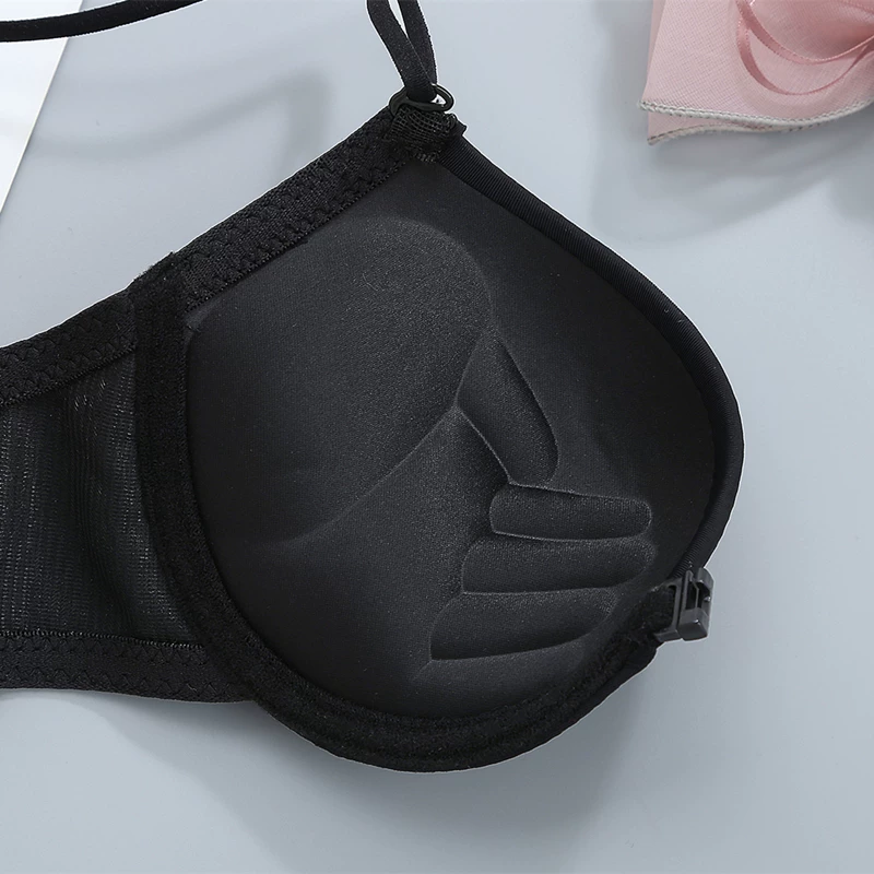 Black underwear, straps, supporting thin bra, beautiful back, backless, increased thickness