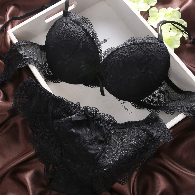 Push up bra, sexy set, lace thin underwear