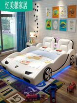 Multifunctional childrens car bed for boys with fence 1 8 meters with storage Bumblebee half-height soft bag 1 5 creative beds