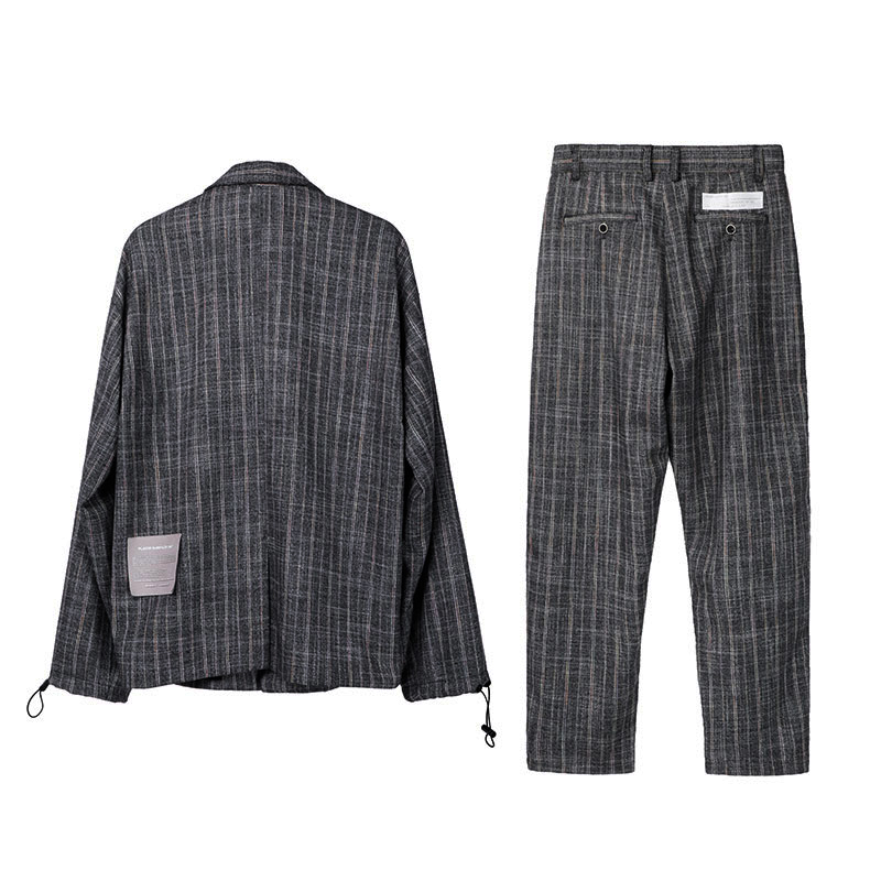 Benmyshower Nước Tide Retro Plaid Woven Suit Jacket Hip-Hop Đàn ông và phụ nữ Suit Loose