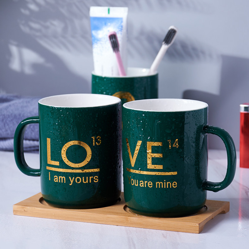 European-style light luxury couple wedding toothbrush cup toiletries ceramic tooth cylinder combination family mouthwash cup wash set