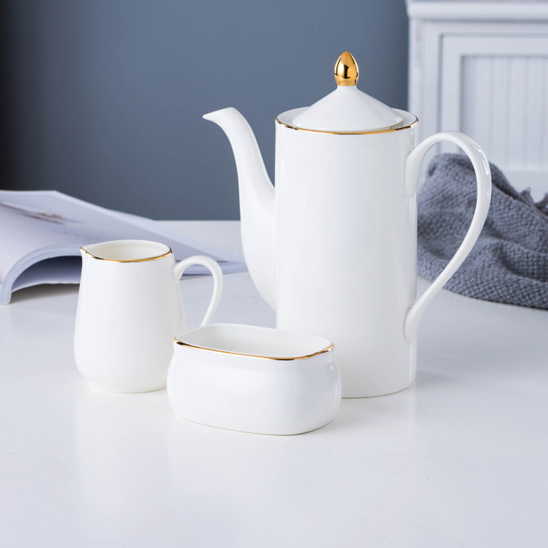 Ceramic coffee pot set teapot hand-washed large-capacity bone china household tea making high temperature resistant cold kettle with filter