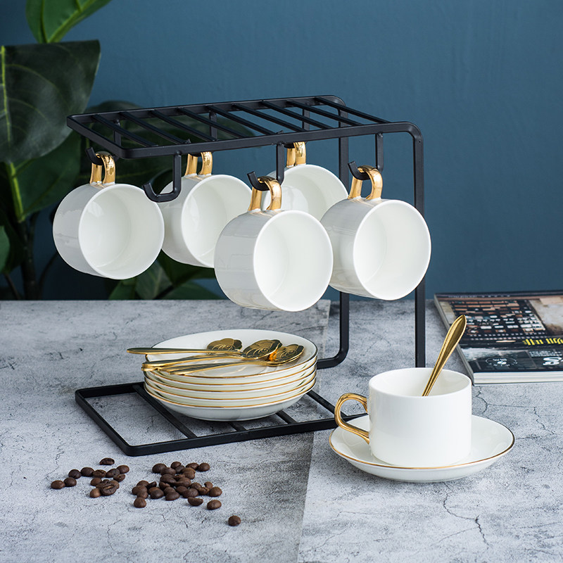 Brief Nordic water furniture living room home hand flush jug with rack ceramic cup Eurostyle small lavish coffee cup suit 