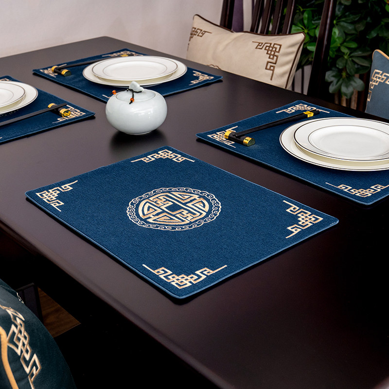New Chinese Dining Mat Cup Mat Tea Mat Cloth Art Embroidery China Wind Home Dinner Plate Cushion Bowl Mat Insulation Anti-Burn Mat Custom