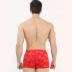 2 Quần lót nam Langsha Quần short nam boxer mùa xuân năm sinh màu đỏ in giữa eo quần short thanh niên boxer - Eo cao