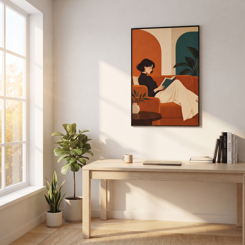 French Retro Vintage Style Reading Girl Illustration Modern Minimalist Living Room Sofa Background Wall High-End Hanging Painting French Retro Vintage Style Reading Girl Illustration Modern Minimalist Living Room Sofa Background Wall High-End Hanging Painting