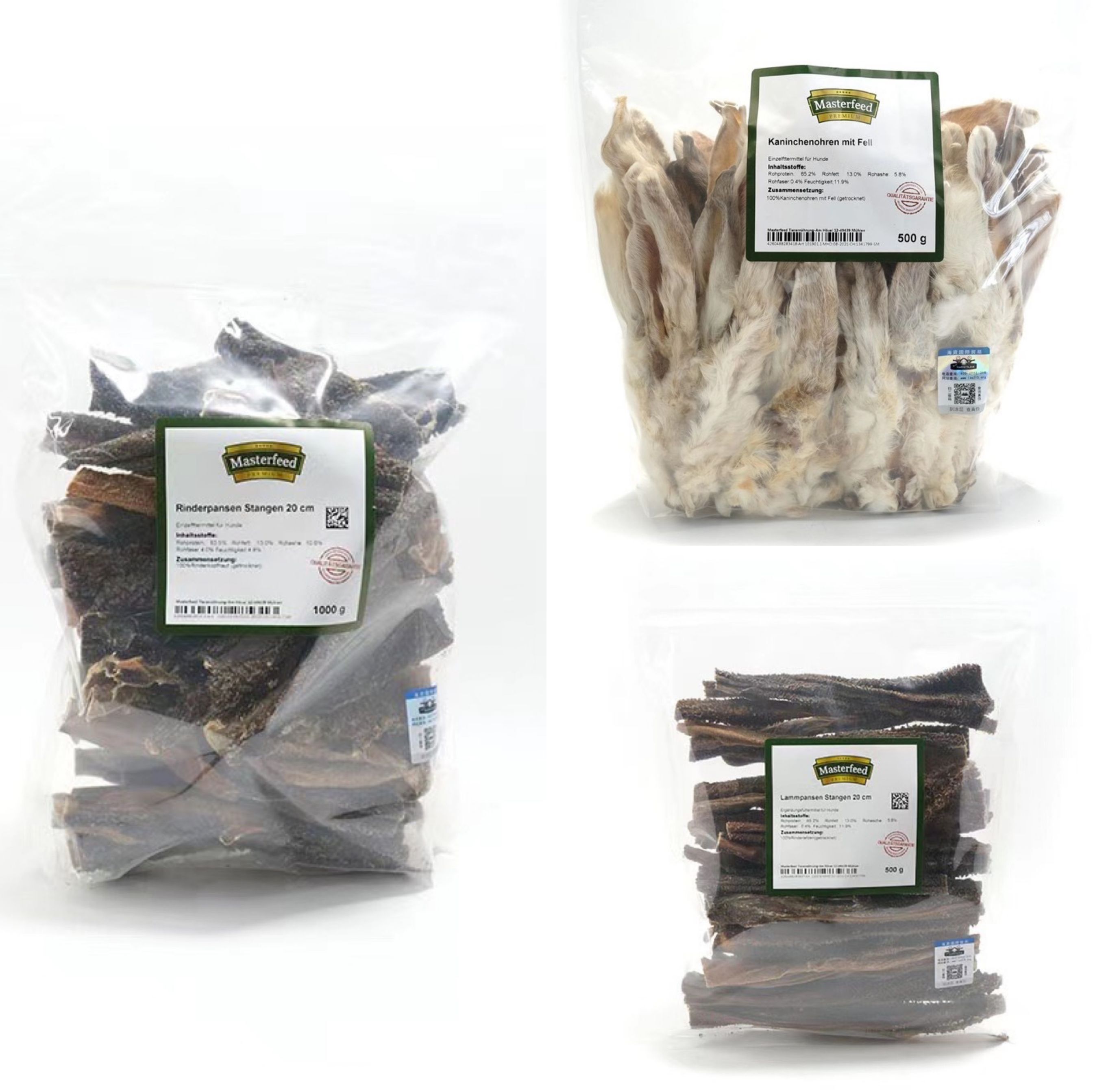 Spot German masterfeed dried dog snacks with fur rabbit ears beef grass belly sheep grass belly bullwhip sausage