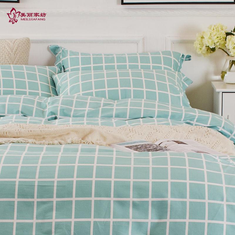 Tấm kẻ sọc xanh tươi Bắc Âu đơn mảnh cotton đơn giản 1,8 m chăn đôi 1,2 / 1,5 / 2,0 m tấm ga trải giường