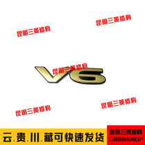 Mitsubishi Pajero V73V75V77 tailgate V6 standard V6 car standard 6 cylinder logo Gold back door car label labeling original