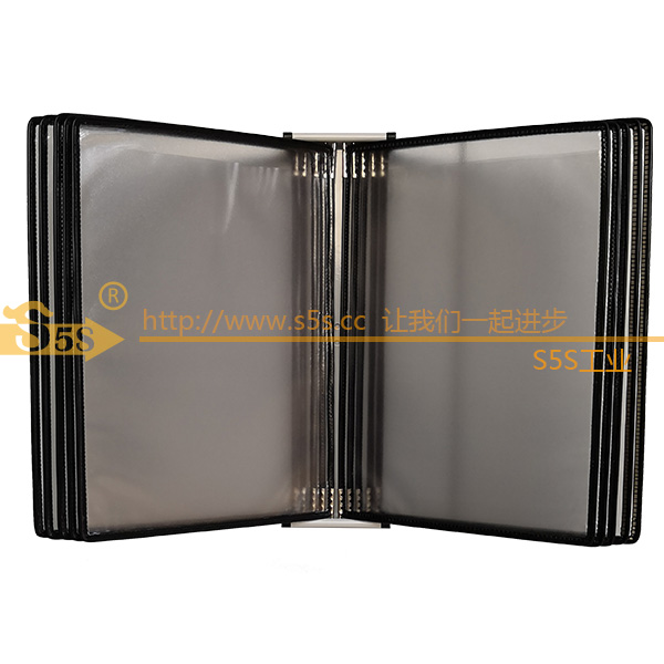 S5S wall-mounted A4 longitudinal 10-page steel wire edge page-turning operation guidance book process card display shelf information shelf