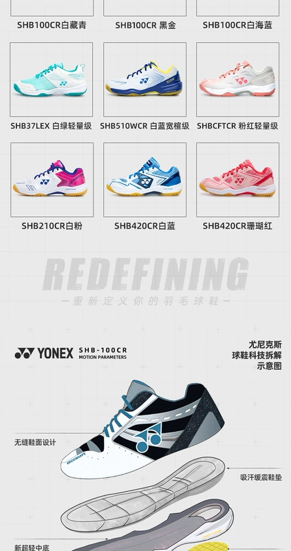 Website chính thức Giày cầu lông YONEX Yonex giày nam nữ giày thể thao chuyên nghiệp YY siêu nhẹ SHB101CR