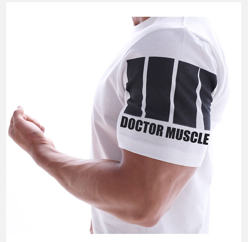肌肉博士歐美潮流夏季新款運動短袖男士健身T恤跑步訓練服裝