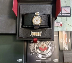 [Полный комплект] Швейцарские знаменитые часы Oris ORIS, серия с большой короной, красный крест, календарь, женские механические автоматические часы