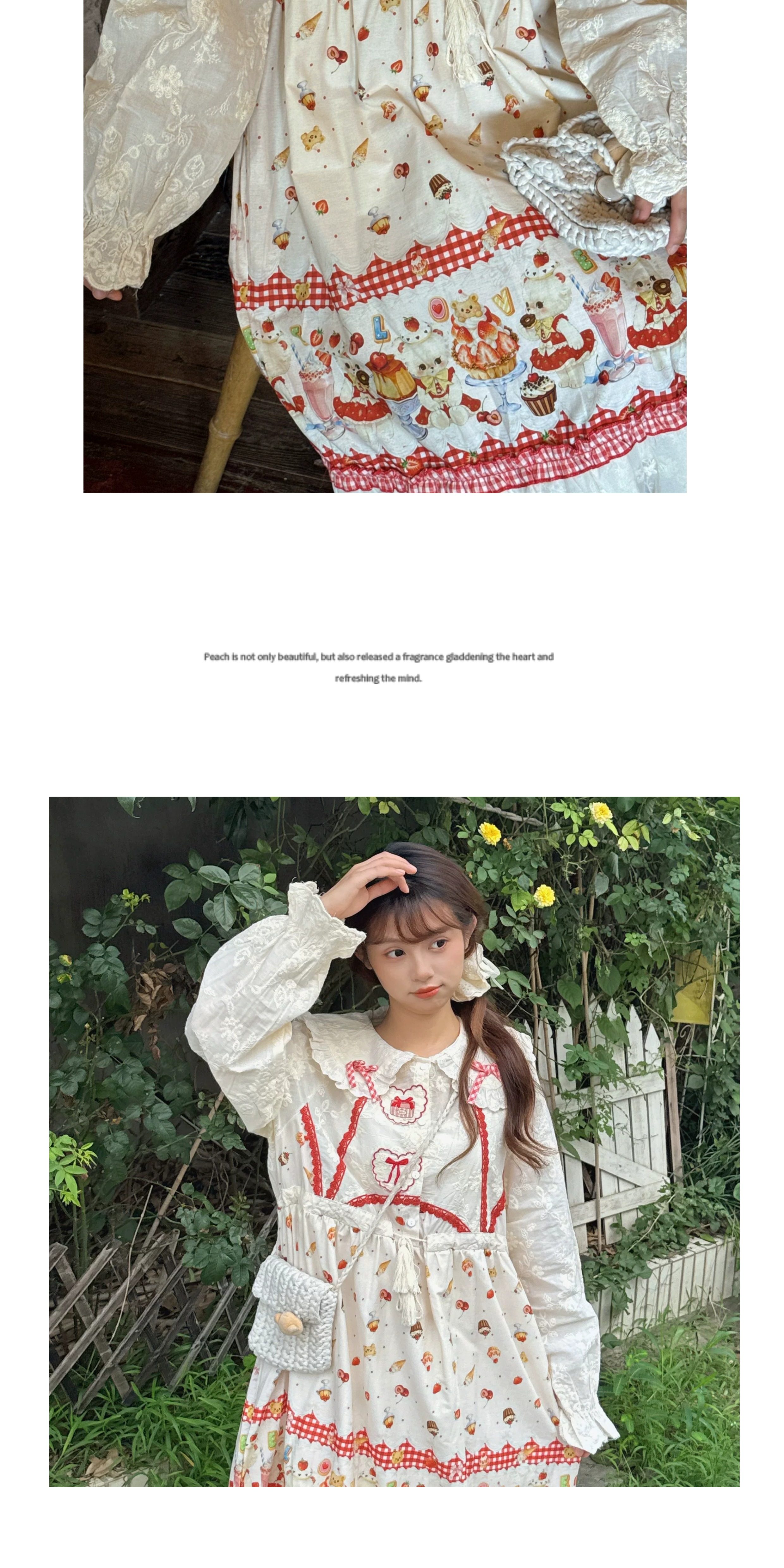 보헤미안 복고풍 컵케이크 모리걸 순면 원피스 (아이보리) 빅사이즈 원피스 임부목 집시 히피룩
