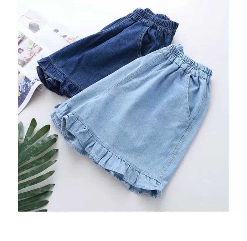 Mùa hè Nhật Bản dễ thương nấm rửa quần short denim, quần legging mỏng phù hợp với quần ống rộng - Quần short