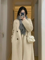 Double face cashmere big coat female wool 2024 autumn winter new Korean teas small sub medium long style fur coat