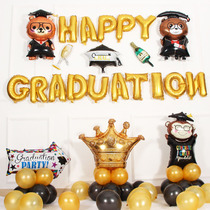 Graduation Decorative Balloon School Kindergarten Classroom Placement Doctoral Cap Laughs Face Aluminum Film Balloon Background Wall Net Red Season