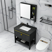 Light Extravagant Space Aluminum Floor Type Rock Board Washbasin Bathroom Cabinet Combination Wash Washbasin Washbasin Toilet Wash Terrace