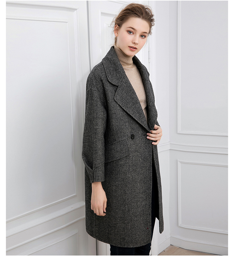 Yan domain brand Women 2019 mùa đông mới khí chất lỏng áo len hai mặt áo len nữ dài - Áo len lót đôi mẫu áo dạ ngắn đẹp 2021
