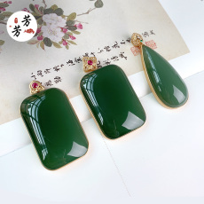 ожерелье 芳芳 新疆天然和田玉粉青冰种吊坠男玉石挂牌挂件玉佩双面雕刻女