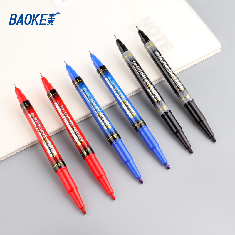 Baoke oily small double-headed marker pen CD CD-ROM pen children's painting hook pen red blue black art stroke hand-painted mike pen hook edge thin line stroke mark graffiti pen