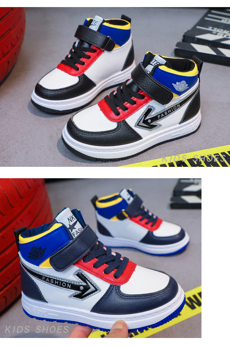 Boys' high top cotton shoes, sports children's board shoes, spring and autumn casual shoes, two cotton leather shoes,_voghion.com