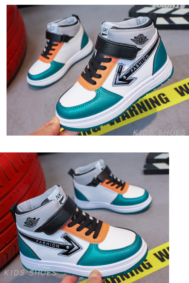 Boys' high top cotton shoes, sports children's board shoes, spring and autumn casual shoes, two cotton leather shoes,_voghion.com