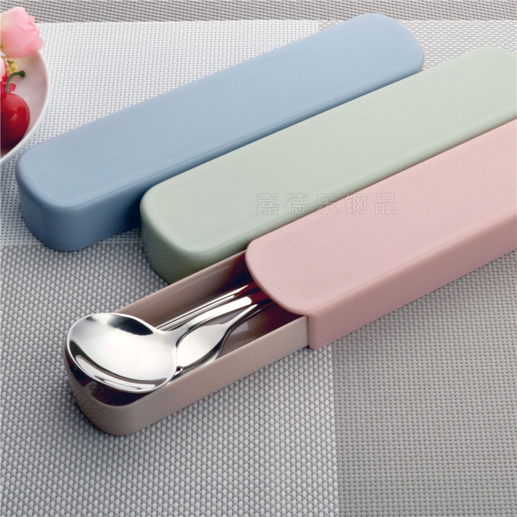 Travel Student Chopsticks and Spoon Set Portable Cutlery Three-Piece Set Creative Cute Single-Person Box Fork Stainless Steel