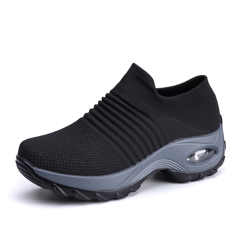 BlackBig size 41 One 43   Fattening widen Fat feet Thick bottom middle age mom Wide head motion female Rocking shoes