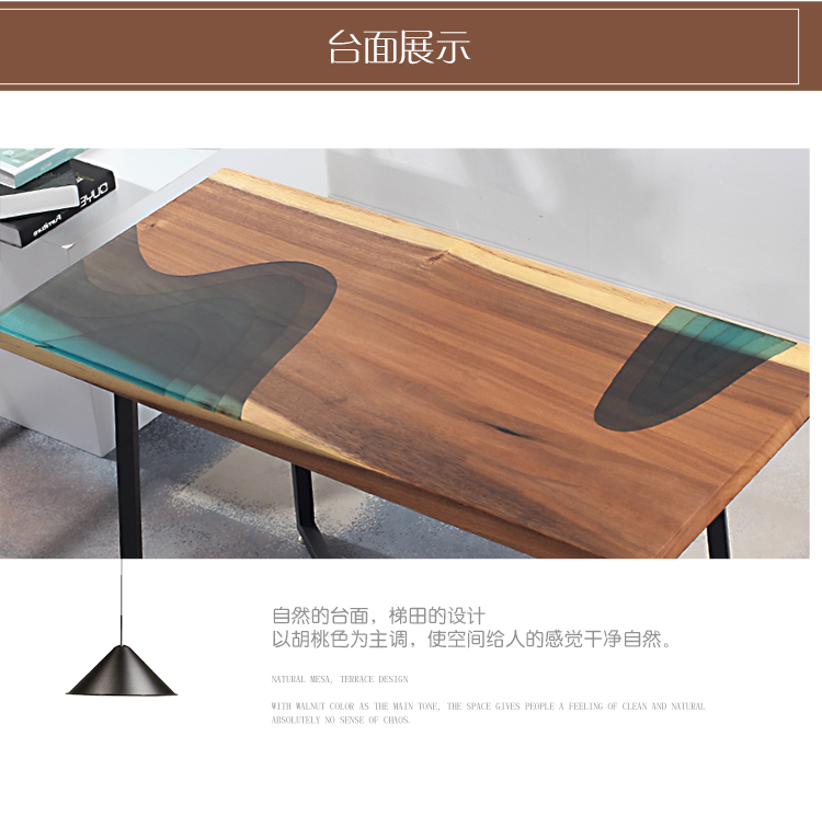 Epoxy River River Gỗ ghép nối bàn gia đình Dải vuông Quảng Đông Máy tính Mỹ Bàn sắt Nghệ thuật Nội thất sang trọng - Nội thất văn phòng tu sat van phong