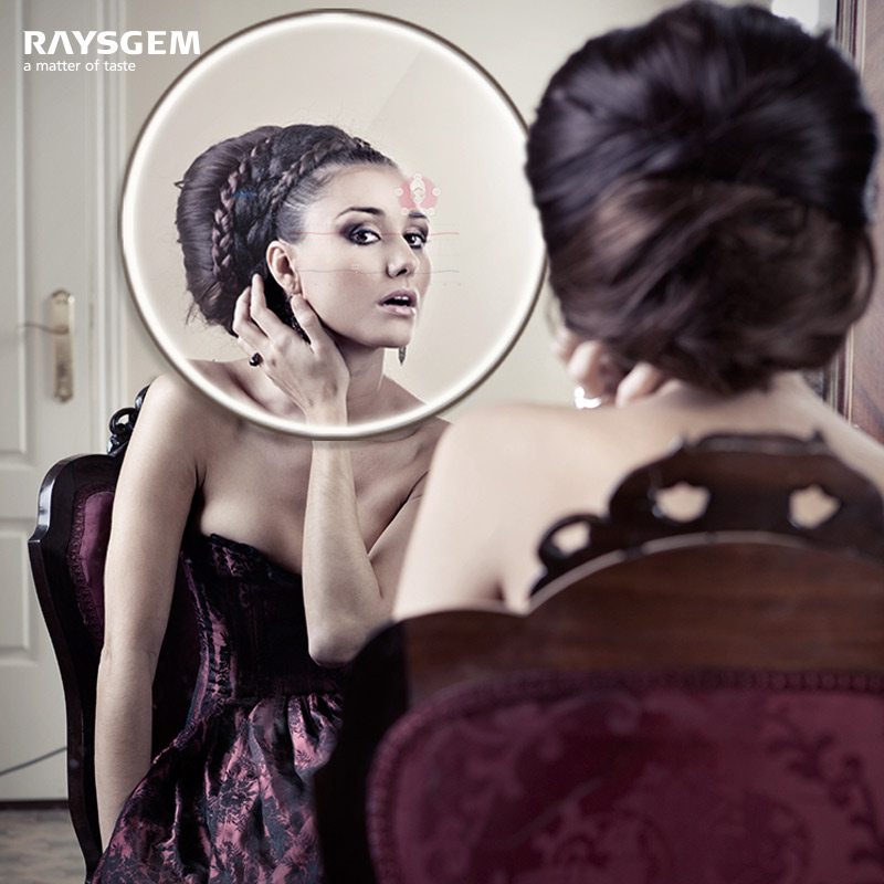 Douyin Raysgem Ruiji magic mirror wall-mounted porch round dressing table touch control Music smart home