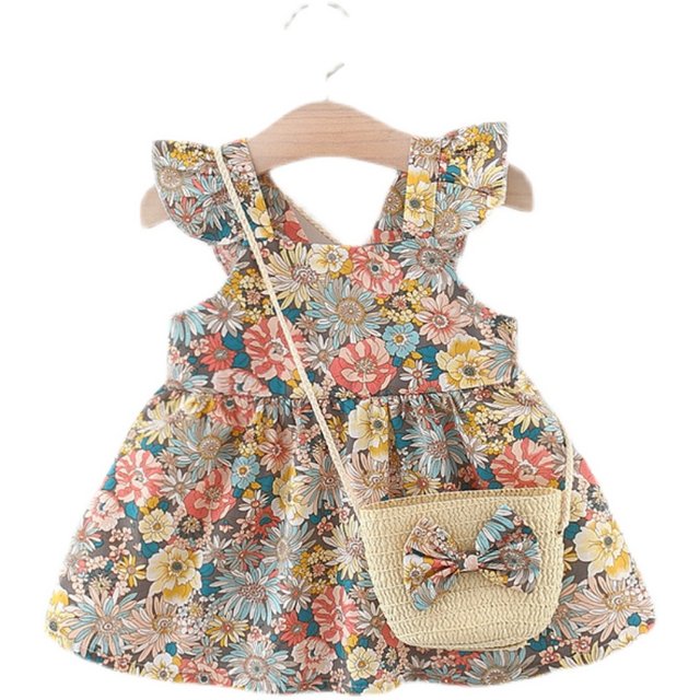 Girls dress summer dress 2023 new children's foreign style pure cotton floral dress one-year-old baby Korean princess dress trend