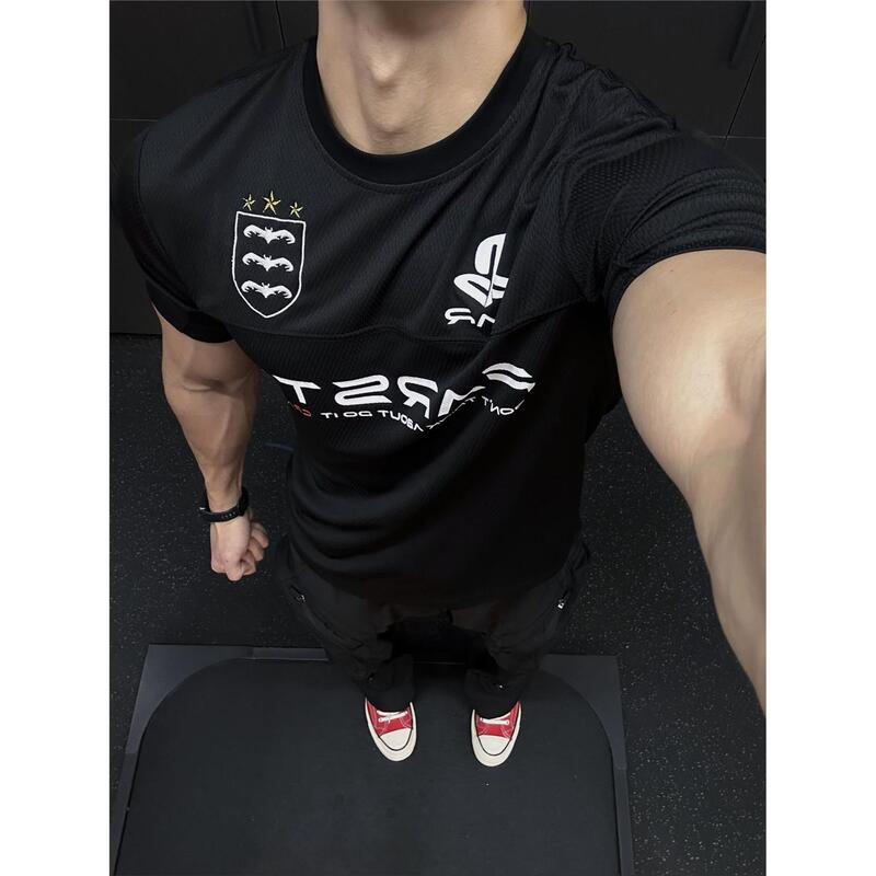 Farsta 25Ss Slogan Embroidery Spoof Logo Mesh Heavyweight American Retro Jersey Regular Shoulder Short Sleeve