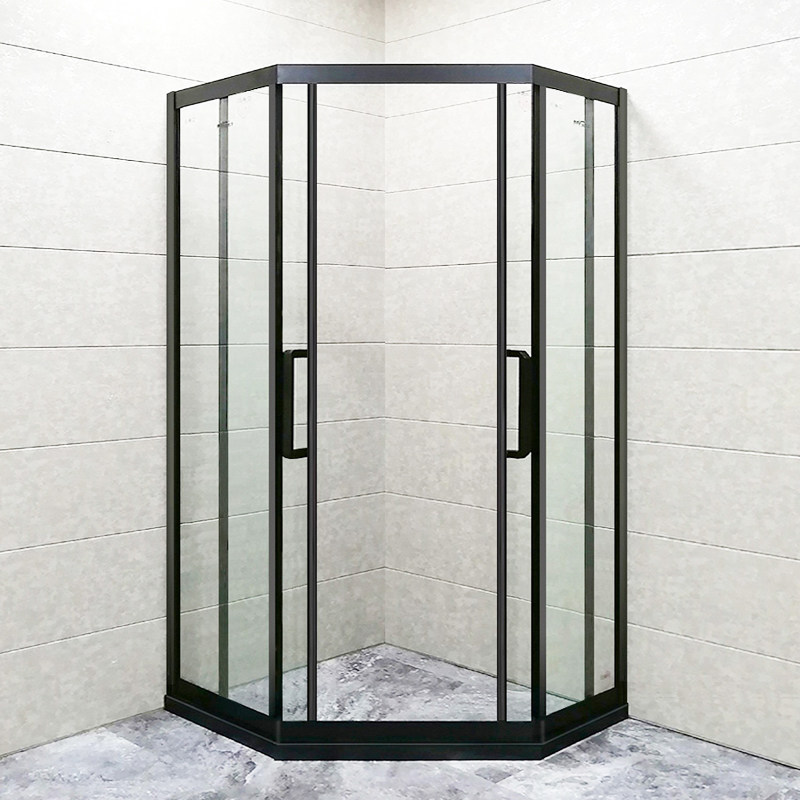 Custom diamond shower room sliding door glass dry and wet separation partition small apartment powder room octagonal bath screen - Taobao