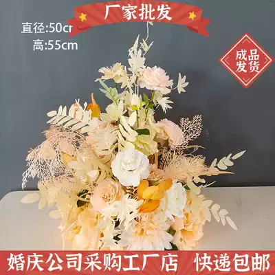 Rural wedding celebration site layout road guide Flower Ball simulation flower material Chinese wedding stage decoration flower
