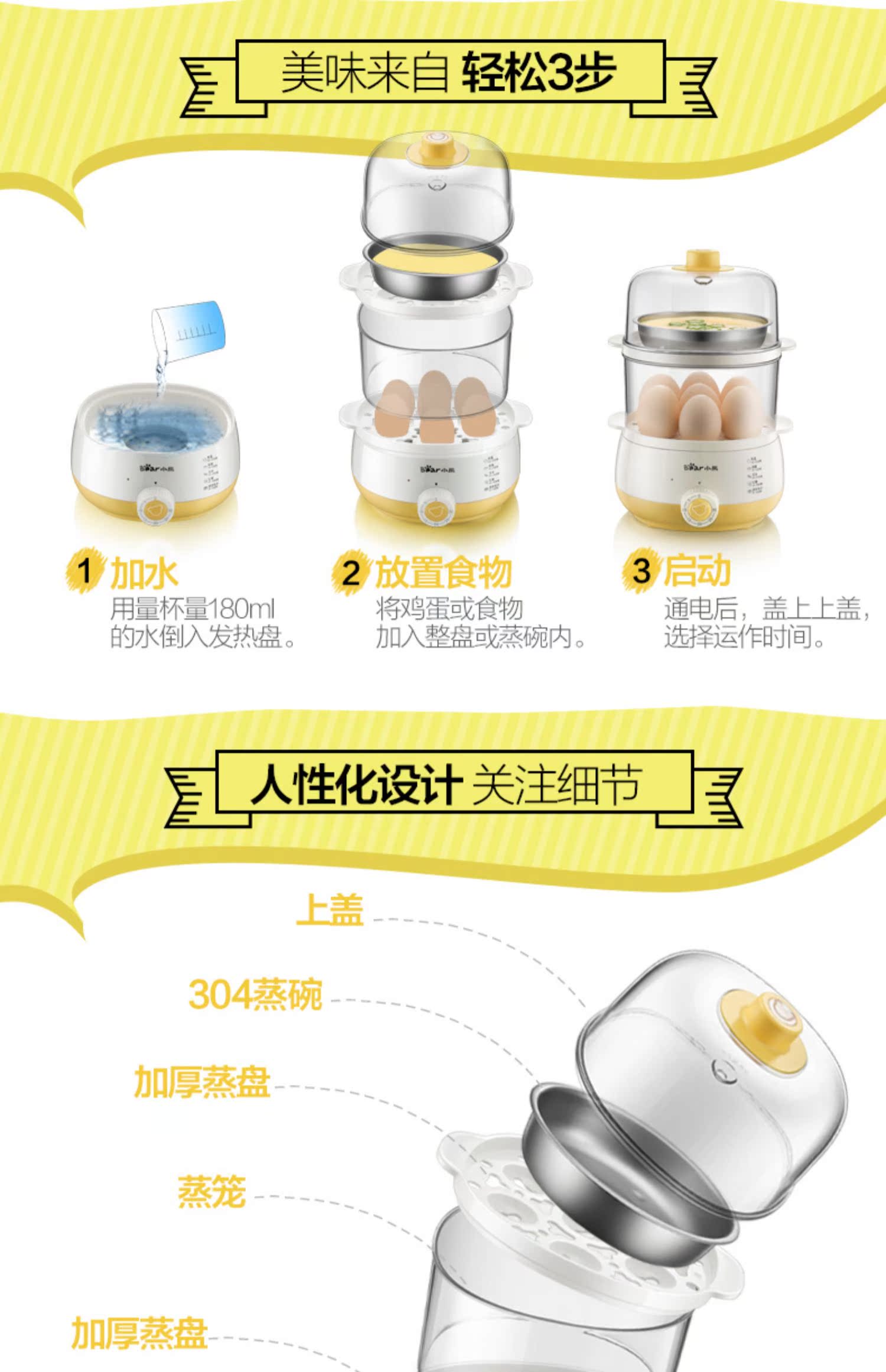 nồi lẩu điện 1 người Trứng hấp ZDQ-A14R1 tự động tắt nguồn hai lớp trứng mini đa chức năng. - Nồi trứng nồi lẩu mini chính hãng