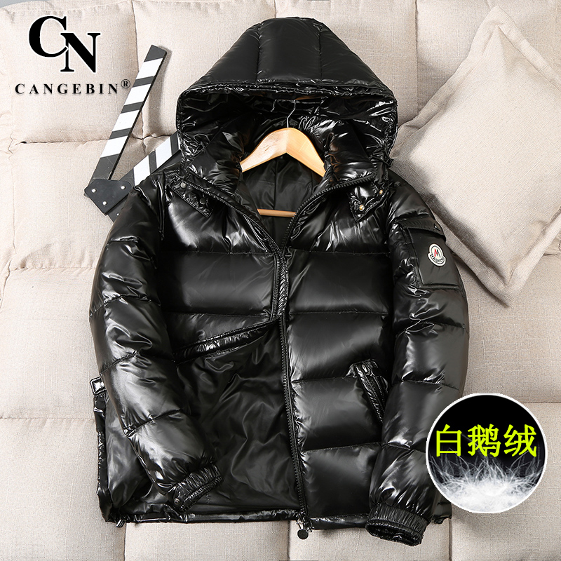 Down jacket men short big goose down bright face national Tide brand thin couple brand 2021 New thick winter coat