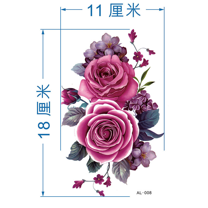 Rose nhãn dán hình xăm hình ảnh lớn không thấm nước nữ lâu dài sexy bụng mổ lấy thai dán che khuyết điểm cơ thể sơn ảnh hình dán xăm mini