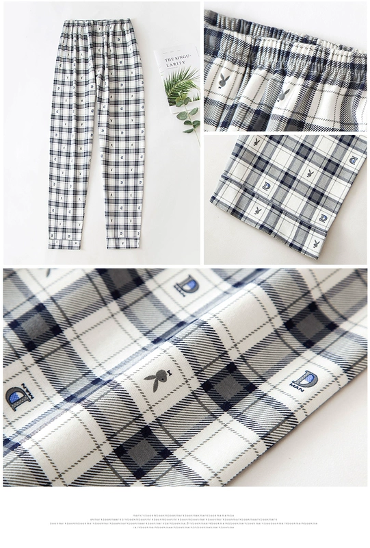 Cotton nam thanh niên kích thước lớn quần pyjama sống lỏng quần nam cotton đan giản dị nam trung niên quần pyjama dài quần tây nữ