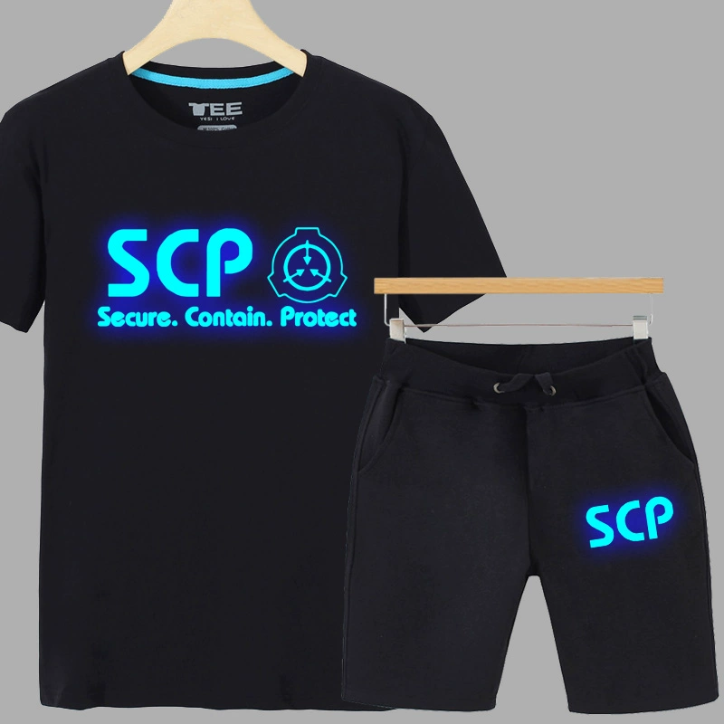 Luminous SCP Foundation T-shirt Bộ quần áo phông trong liên minh bệnh nhân thứ hai Quần áo anime ngoại vi yếu tố ngoại vi mùa hè ngắn tay thứ hai - Carton / Hoạt hình liên quan