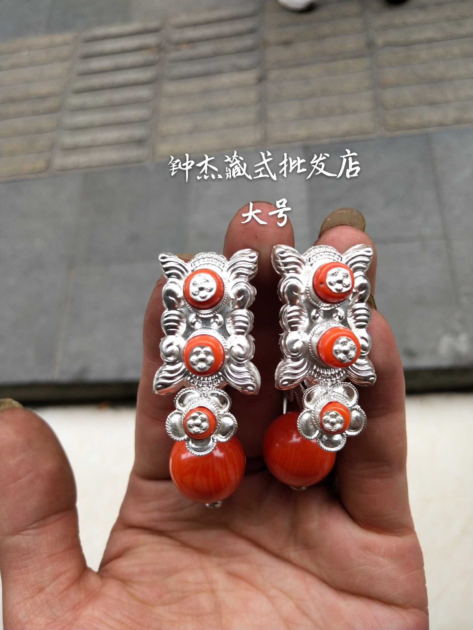 Zhongjie Tibetan style shop sterling silver Tibetan handmade earrings ethnic style Tibetan dance show earrings