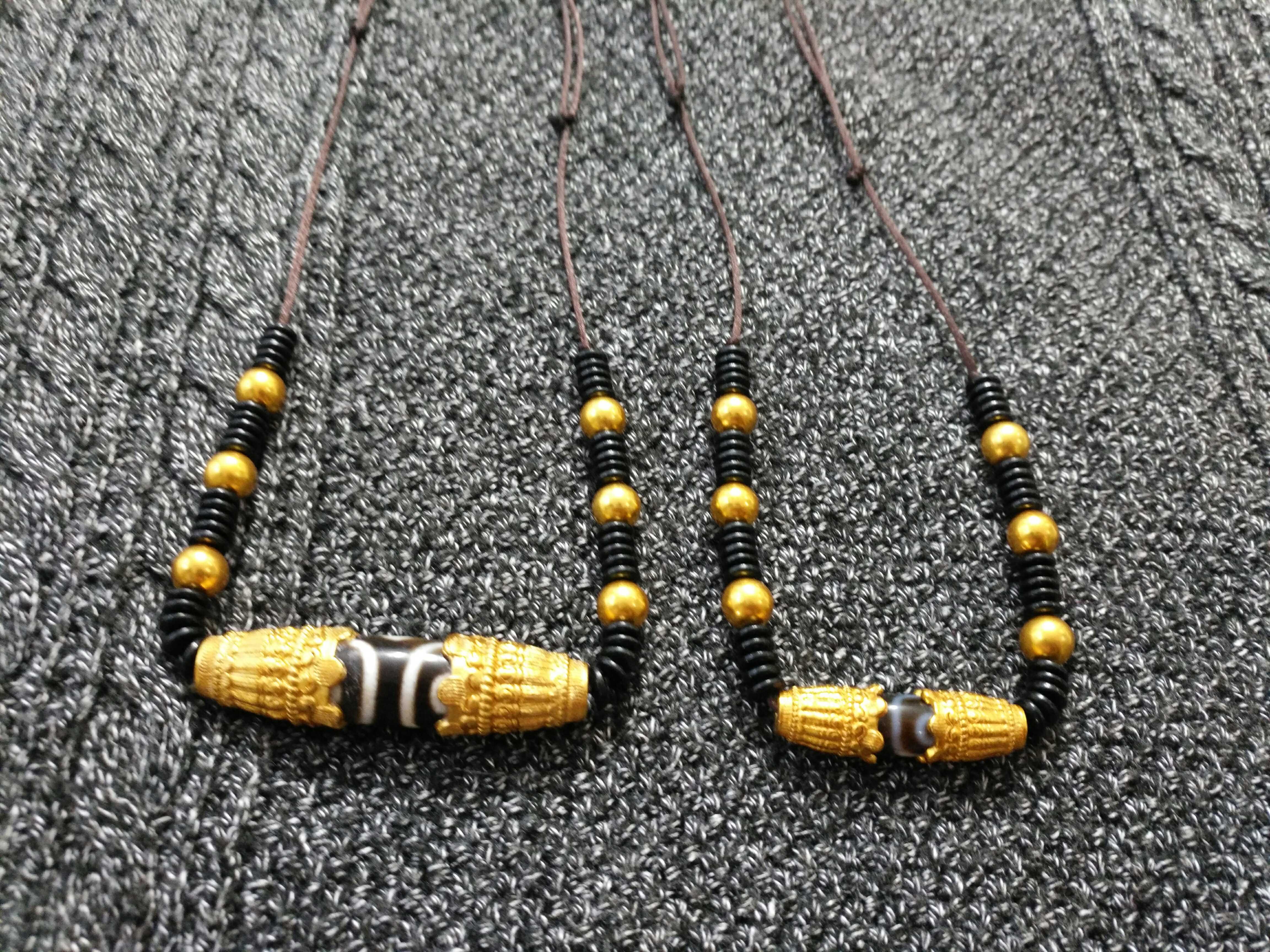 Gold-plated new Nepali pendant Male cloud thunder collar Dzi necklace accessory gold beads never fade