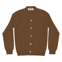 Japan Kawakubo Ling CDG mens V-neck wool cardigan black Gray red heart gold heart PLAY