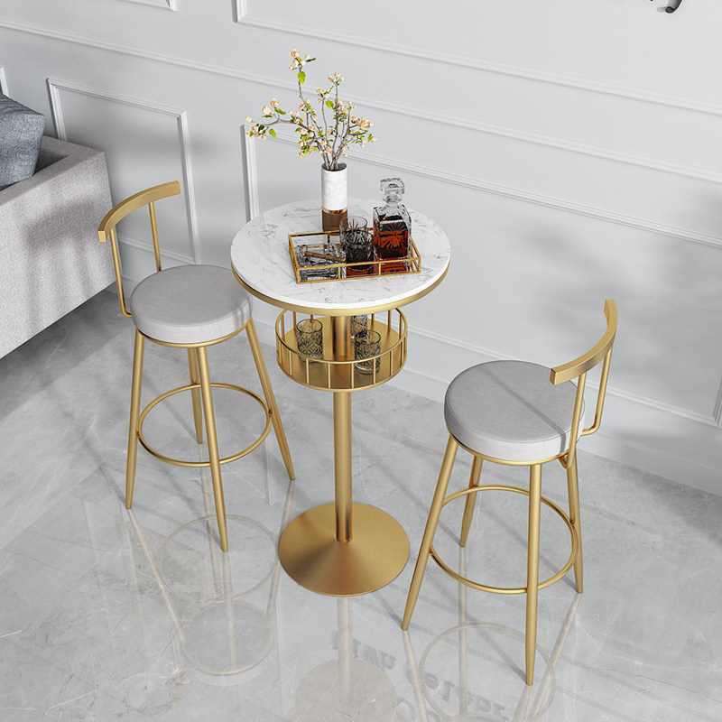 Nordic casual bar high foot table light luxury iron gold balcony bar round high-foot bar table and chair