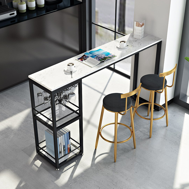Custom Nordic marble strip bar, table Home Milk Tea Shop Modern Minima High Foot Table Chairs Combined Bar Table Chair