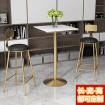 Commercial bar table square light luxury high table marble high table wall square table Nordic cafe bar table and chairs